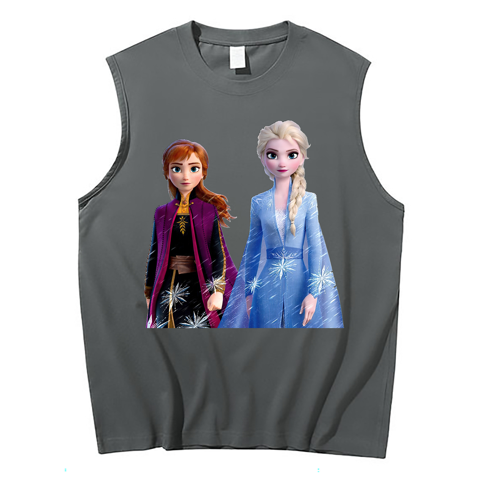 （画像用） アナと雪の女王 アンナ エルサ Frozen Anna Elsa コットン100％タンクトップ（フロントプリント）